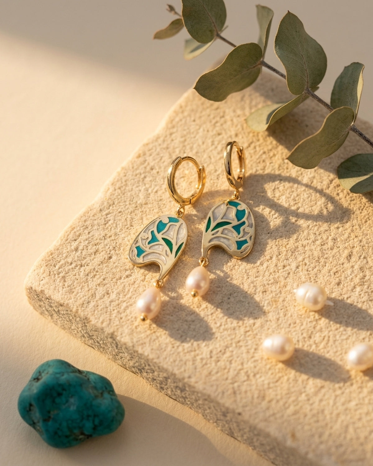 Madame Perle – Radiance | Enameled Pearl Earrings