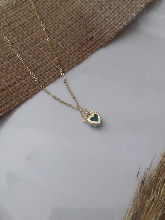 ÇELİK TEK TAŞ KALP CHARM KOLYE