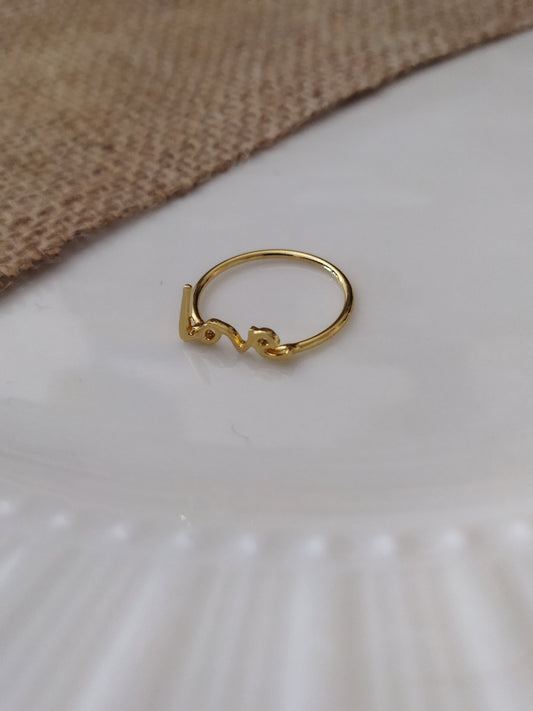 Love Çıtır Yüzük - Pirinç - Gold Renk Kadın Yüzüğü - Bronzzara