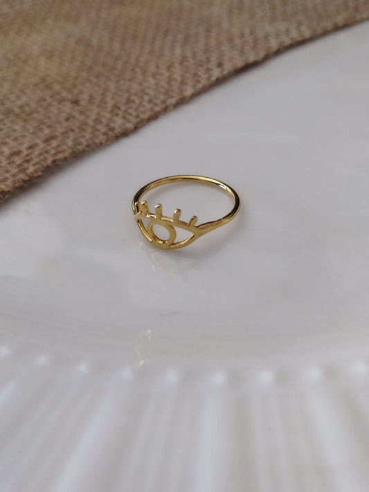 Göz Çıtır Yüzük - Pirinç - Gold Renk Kadın Yüzüğü - Bronzzara