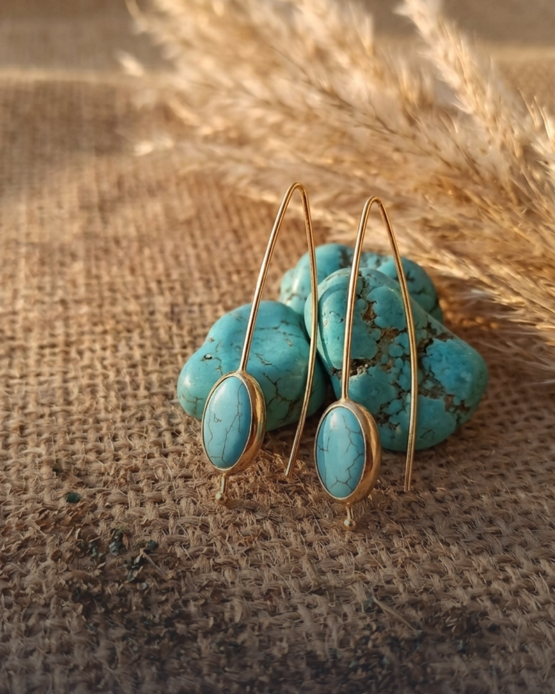 Turquoise Oval French Wire Earrings – Nereid