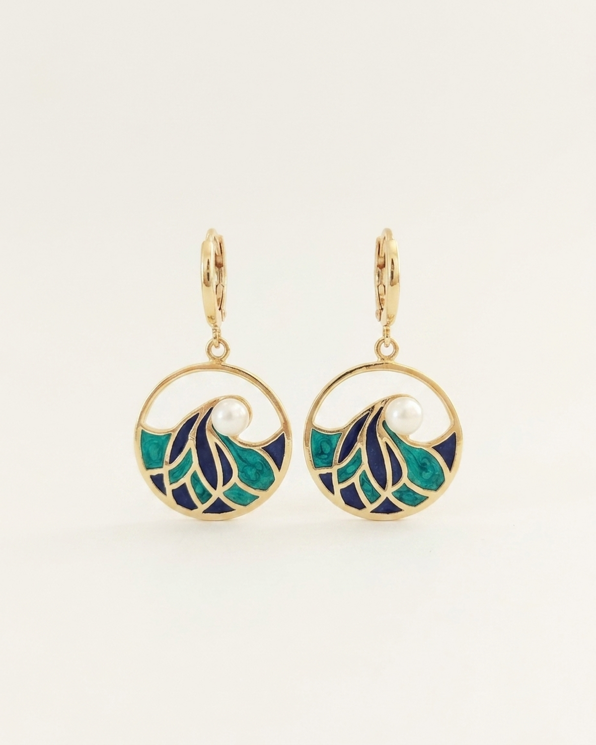 Madame Perle – Ocean | Enamelled Wave Earrings