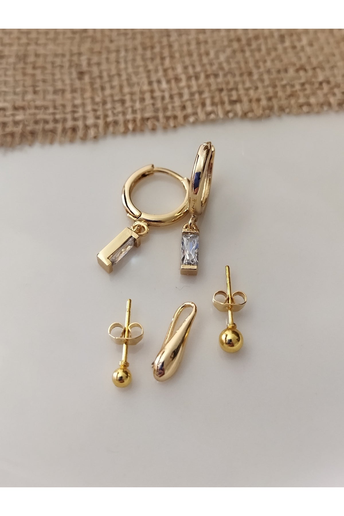 HALKA KÜPE SETİ CLASSİC CHİC BAQUETTE