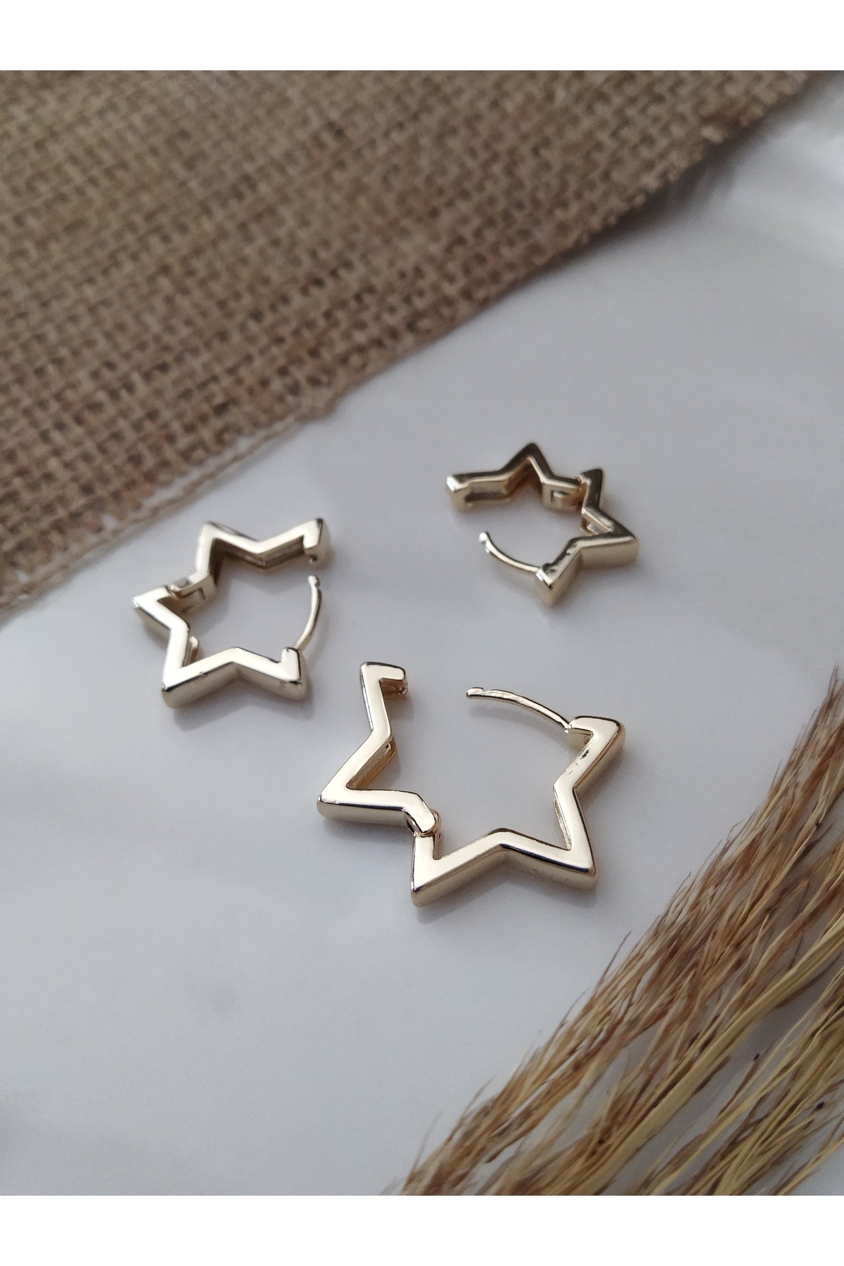 YILDIZ GOLD HALKA KÜPE SETİ