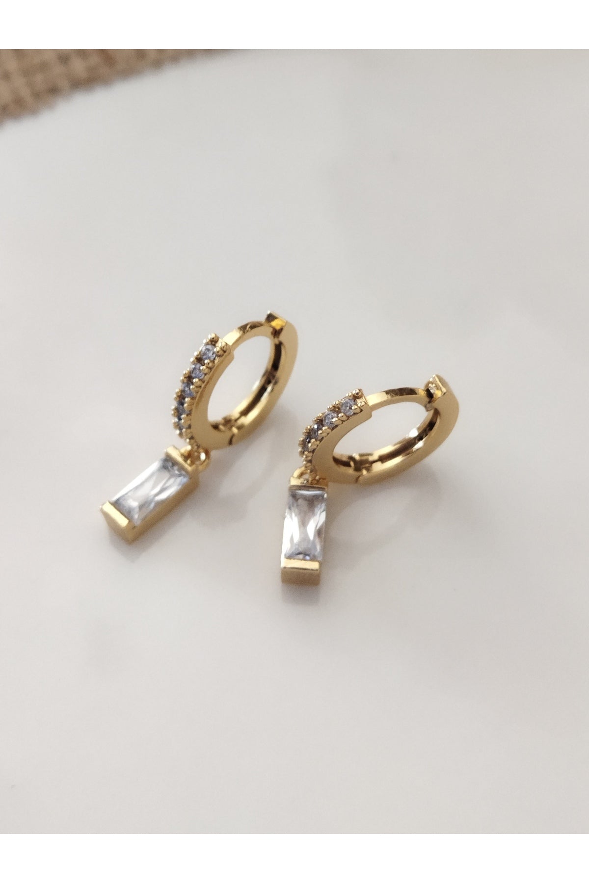 HALKA KÜPE SETİ DİAMOND CHİC BAQUETTE