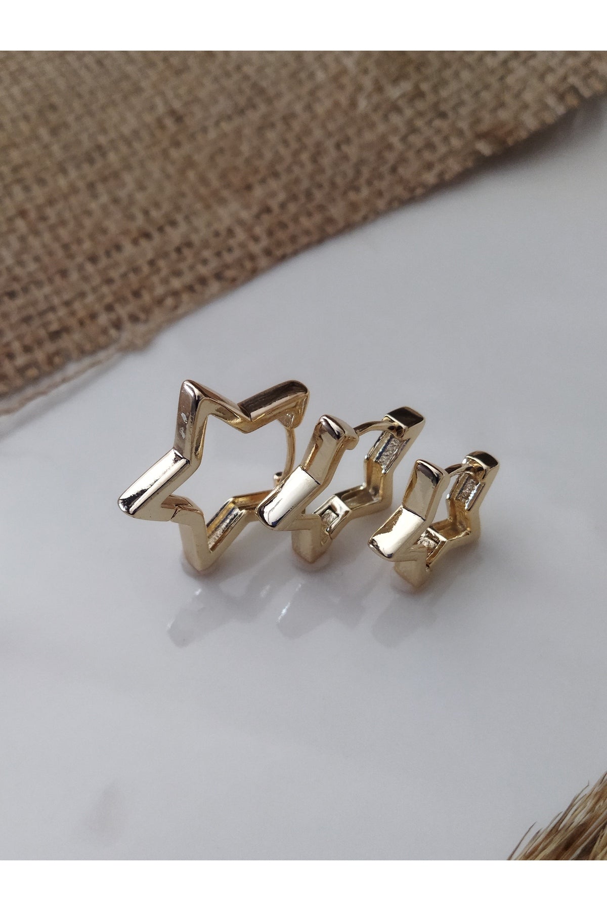 YILDIZ GOLD HALKA KÜPE SETİ