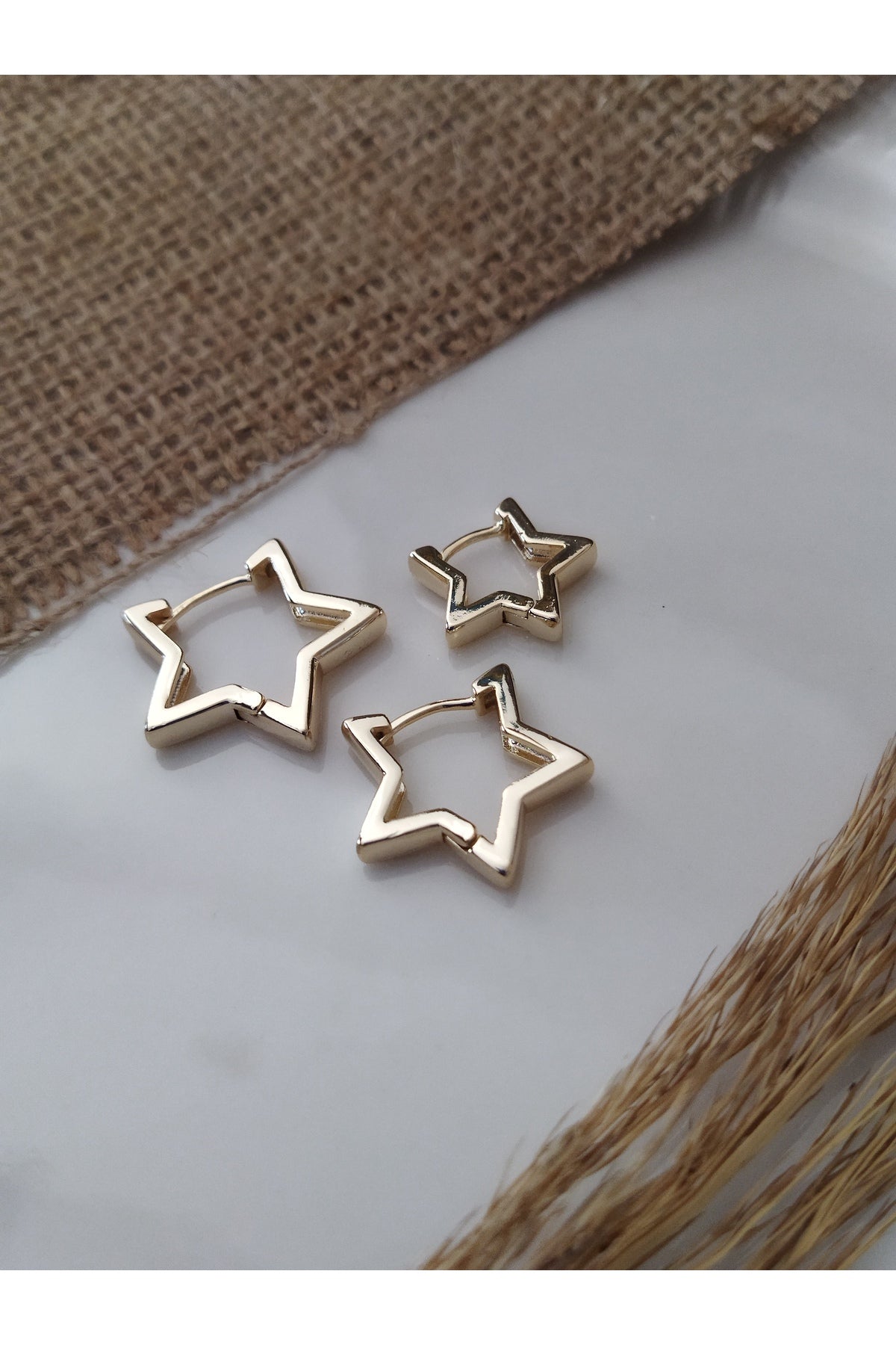 YILDIZ GOLD HALKA KÜPE SETİ