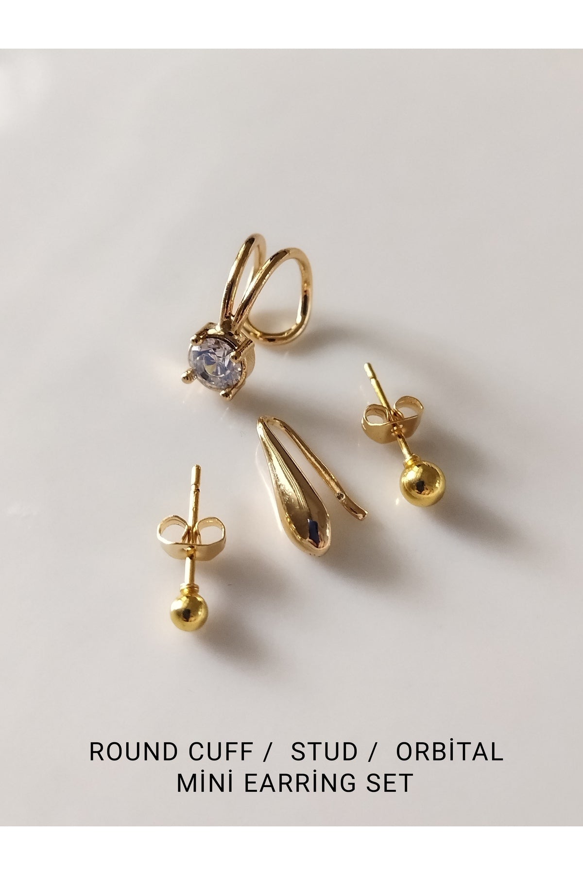 Kıkırdak Küpe 4'lü Kombin Set - Orbital Tasarım - Top Stud - Yuvarlak