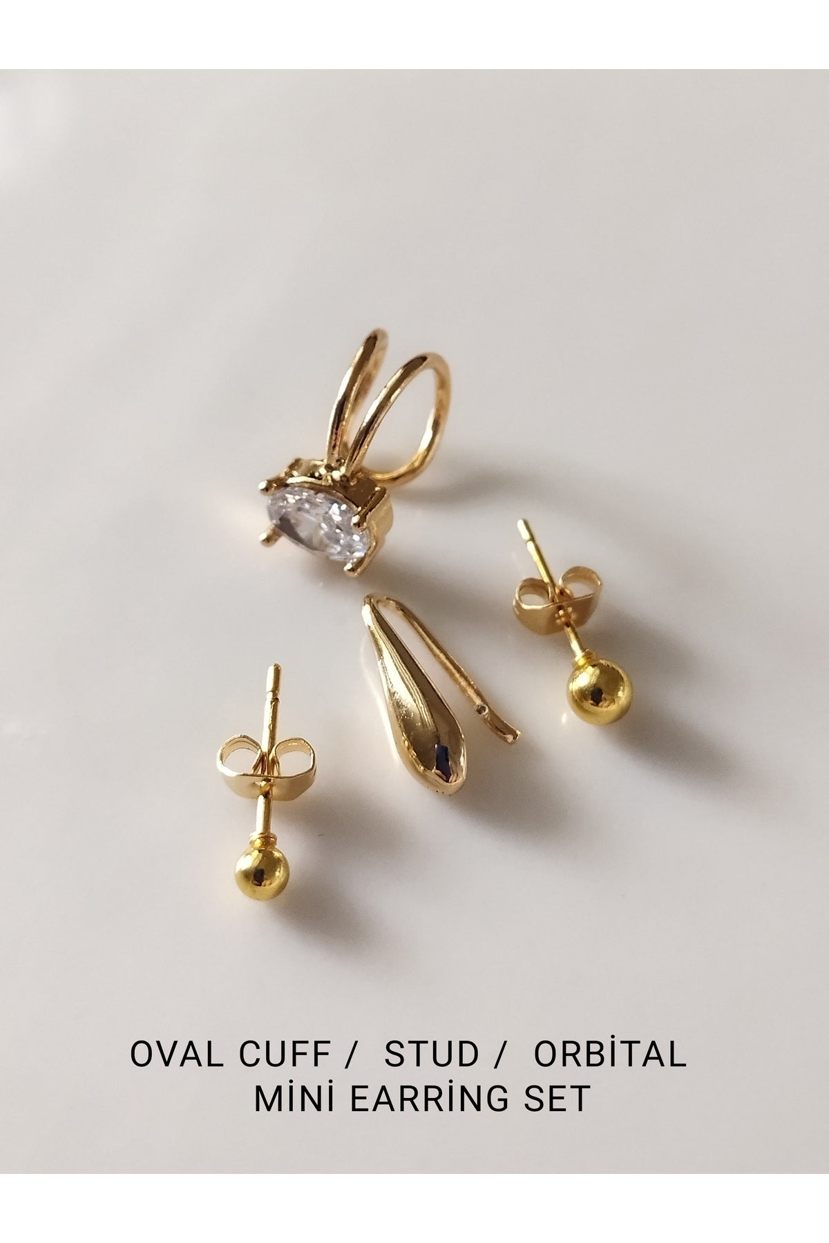 Kıkırdak Küpe 4'lü Kombin Set - Orbital Tasarım - Top Stud - Oval