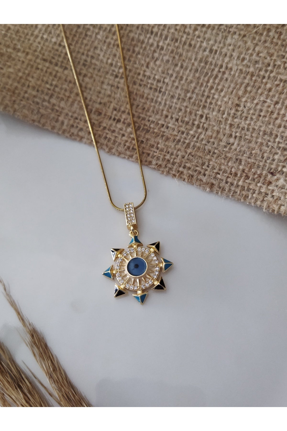 ÇELİK TAŞLI BLUE EYE CHARM KOLYE