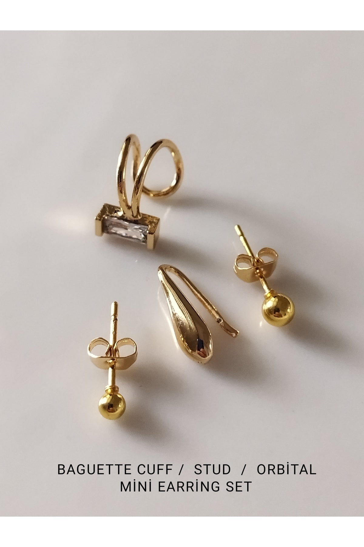 Kıkırdak Küpe 4'lü Kombin Set - Orbital Tasarım - Top Stud - Baget