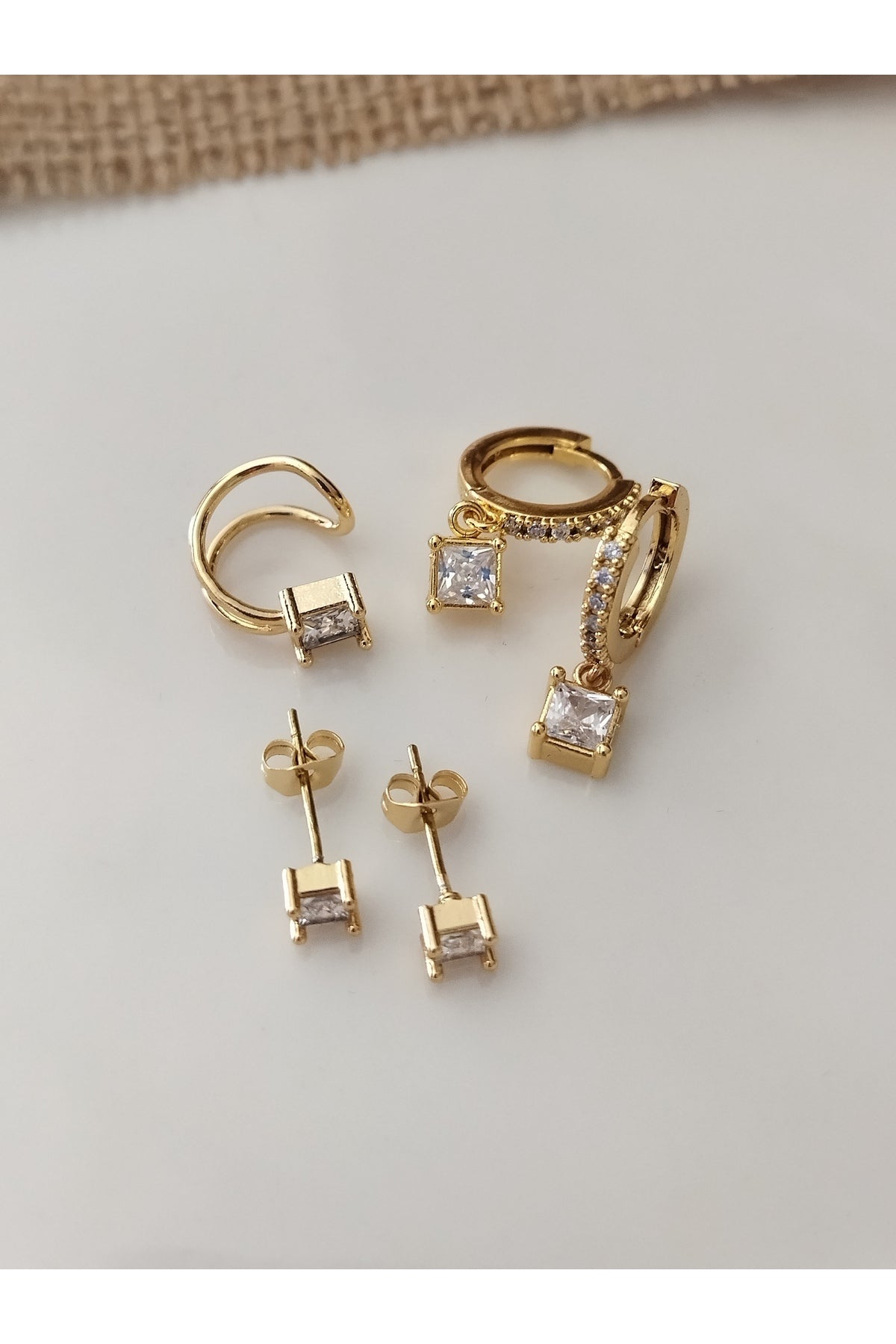 HALKA KÜPE SETİ DİAMOND CHİC SQUARE