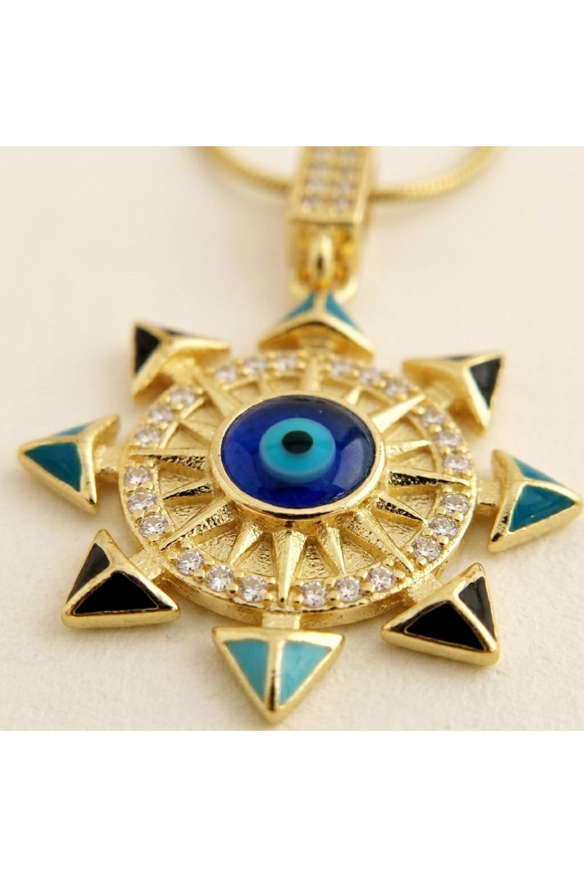 ÇELİK TAŞLI BLUE EYE CHARM KOLYE
