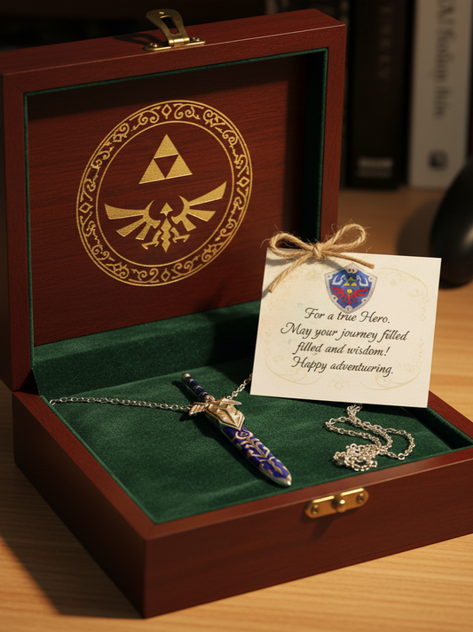 Sterling silver fantasy sword necklace inspired by legendary adventure stories. Detailed hero sword pendant for collectors, fantasy fans, and gamers.