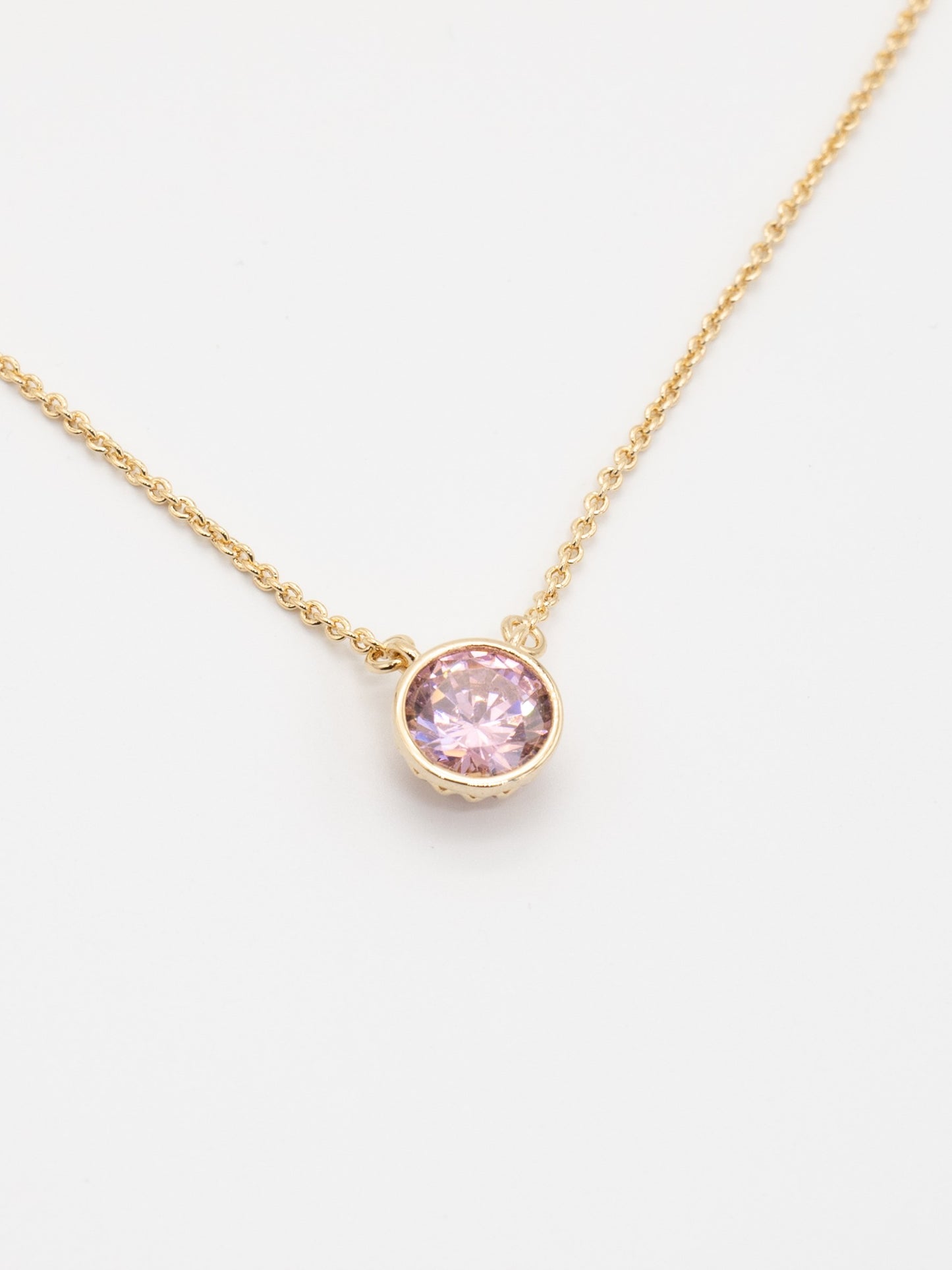 Tek Taş Choker Kolye Pembe