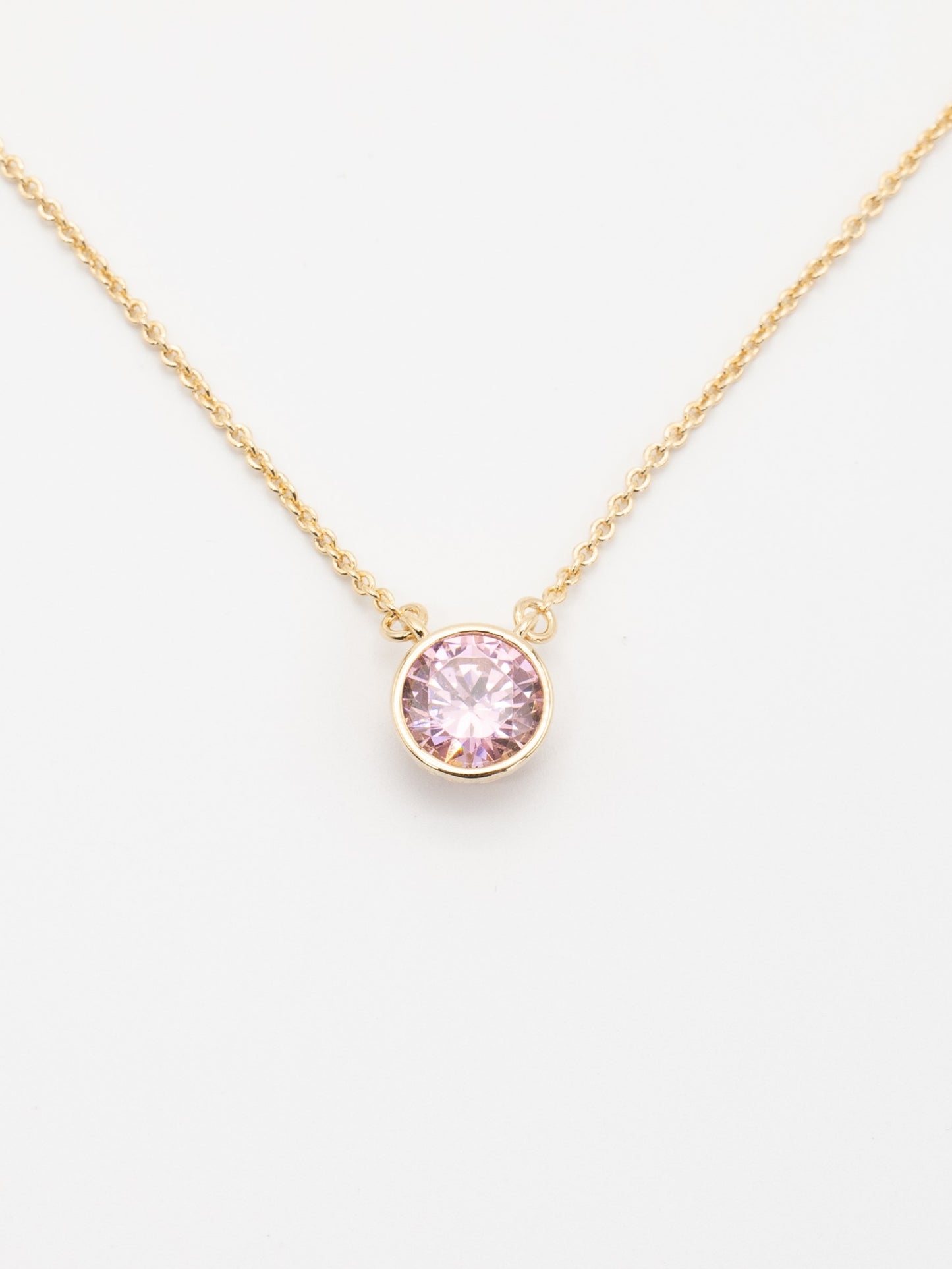 Tek Taş Choker Kolye Pembe