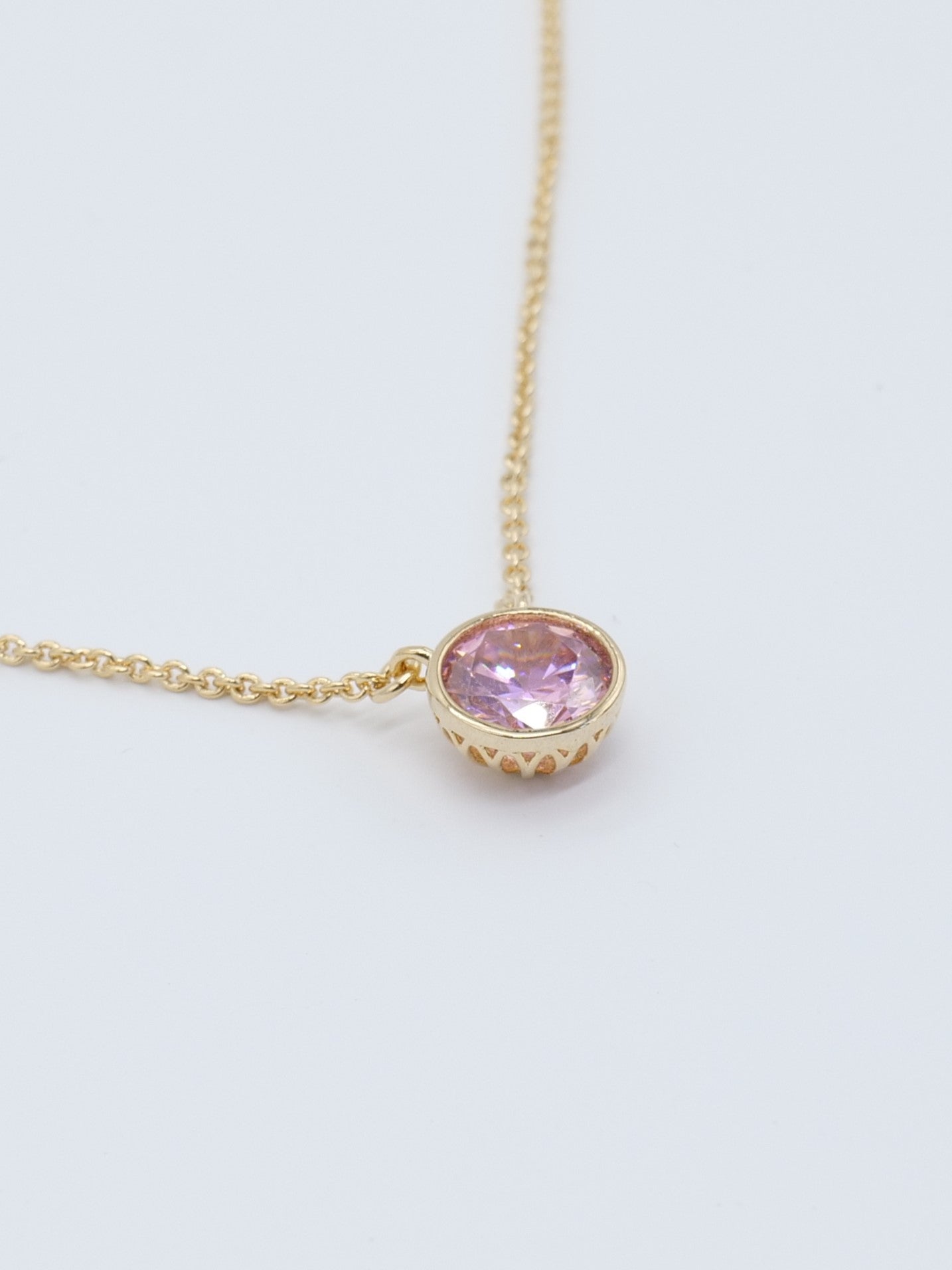 Tek Taş Choker Kolye Pembe