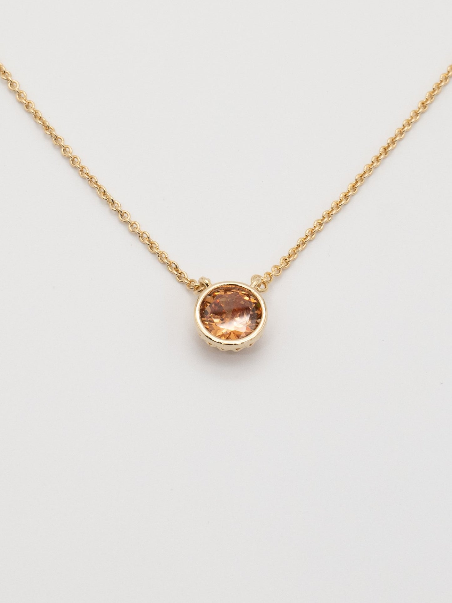 Tek Taş Choker Kolye Şampanya