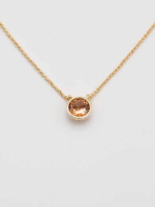 Tek Taş Choker Kolye Şampanya