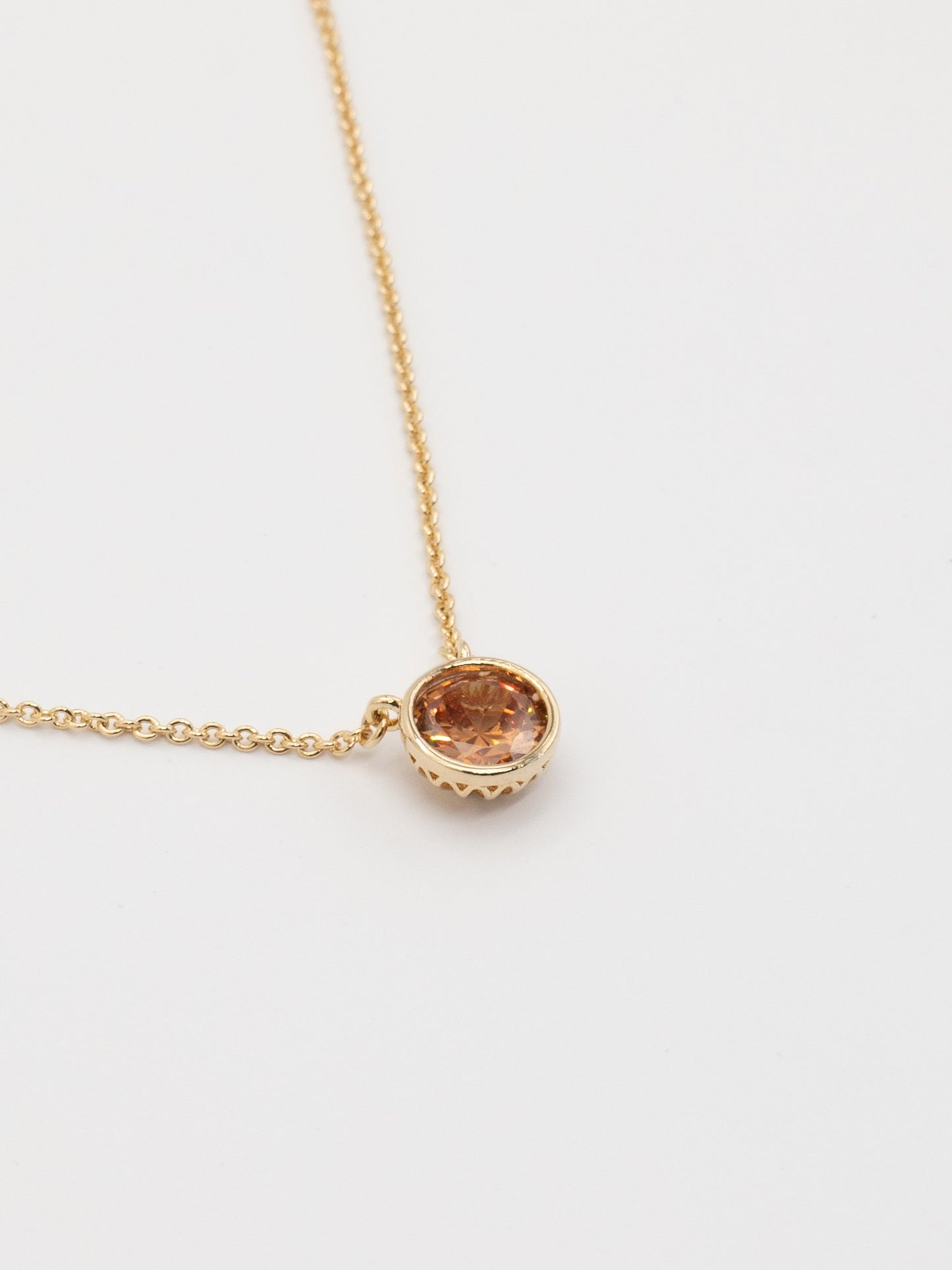 Tek Taş Choker Kolye Şampanya