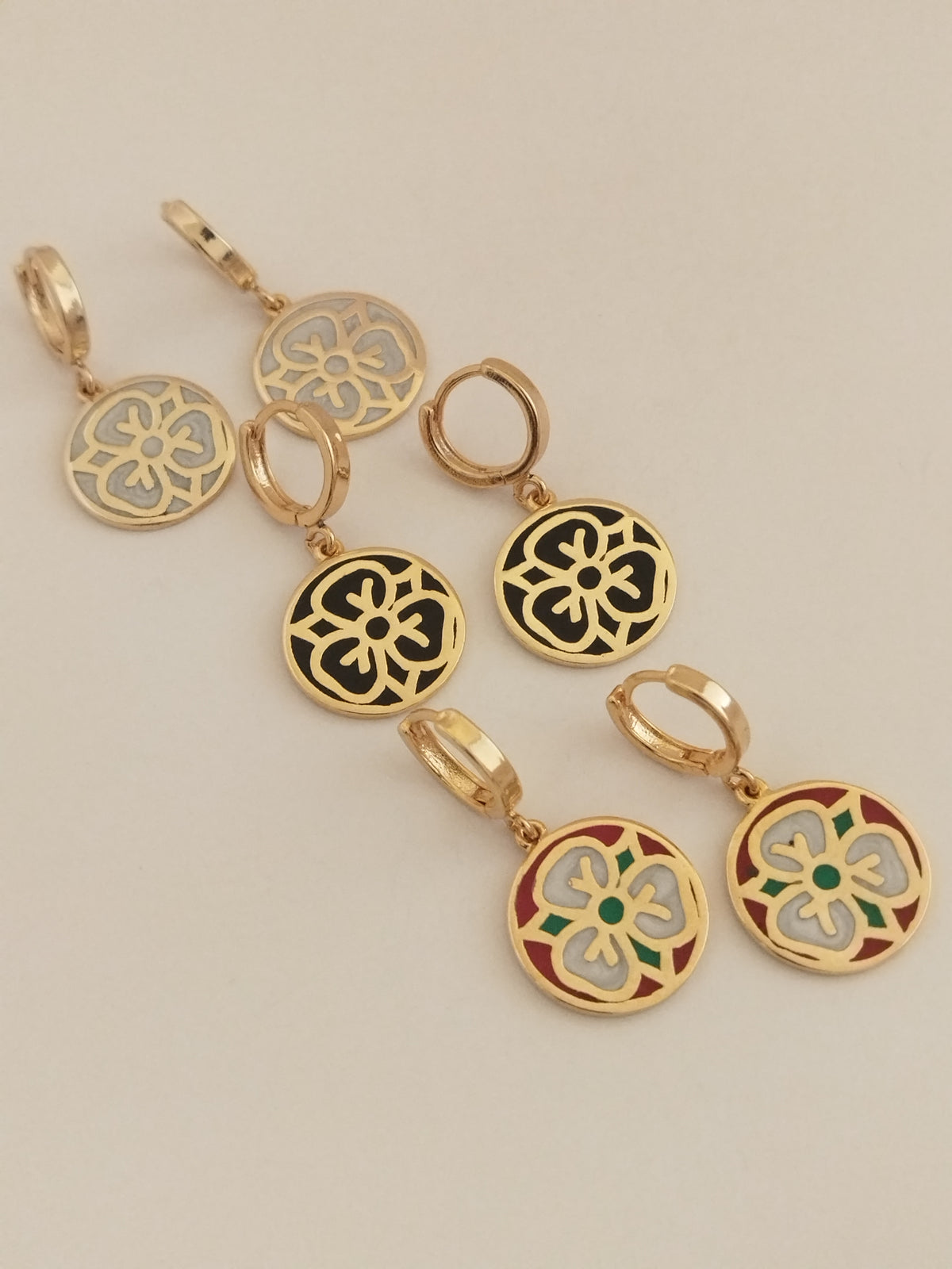 Madame Perle – Rosace | Enameled Flower Earrings