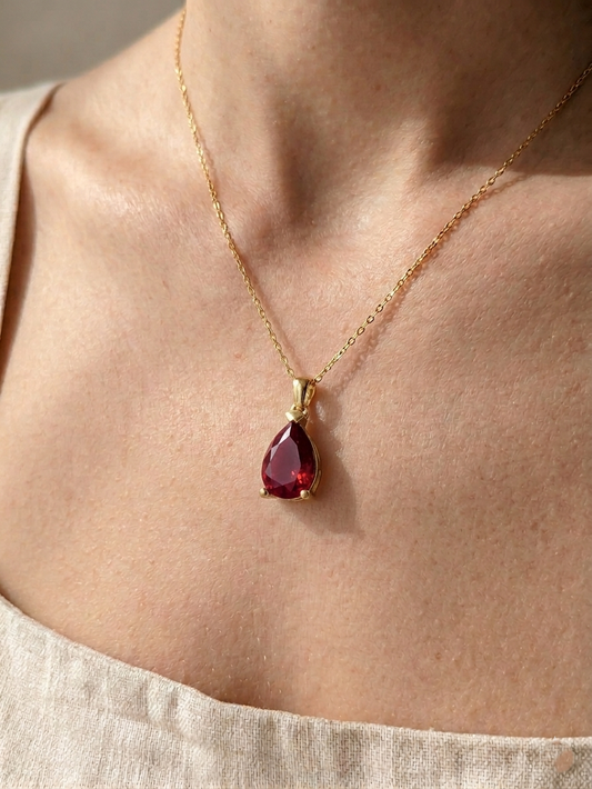 Doğum Ayı Taşı Kolye,Kişiselleştirlmiş Hediye,Damla Zirkon Taşlı Kolye,Pirinç Malzeme,Gold Kaplama