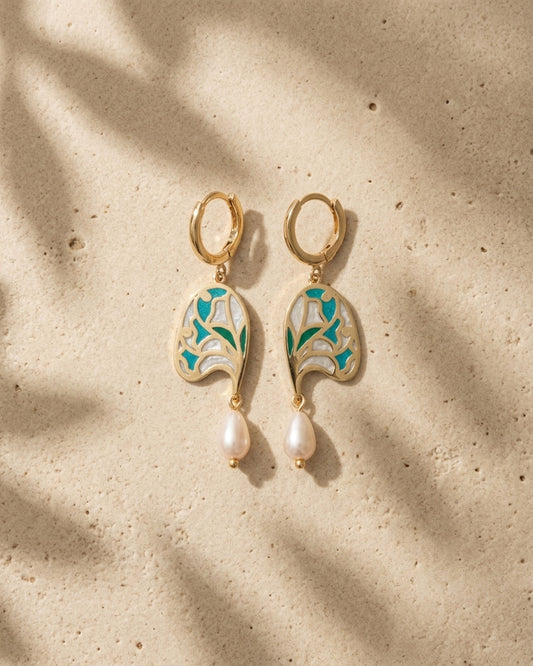 Madame Perle – Radiance | Enameled Pearl Earrings
