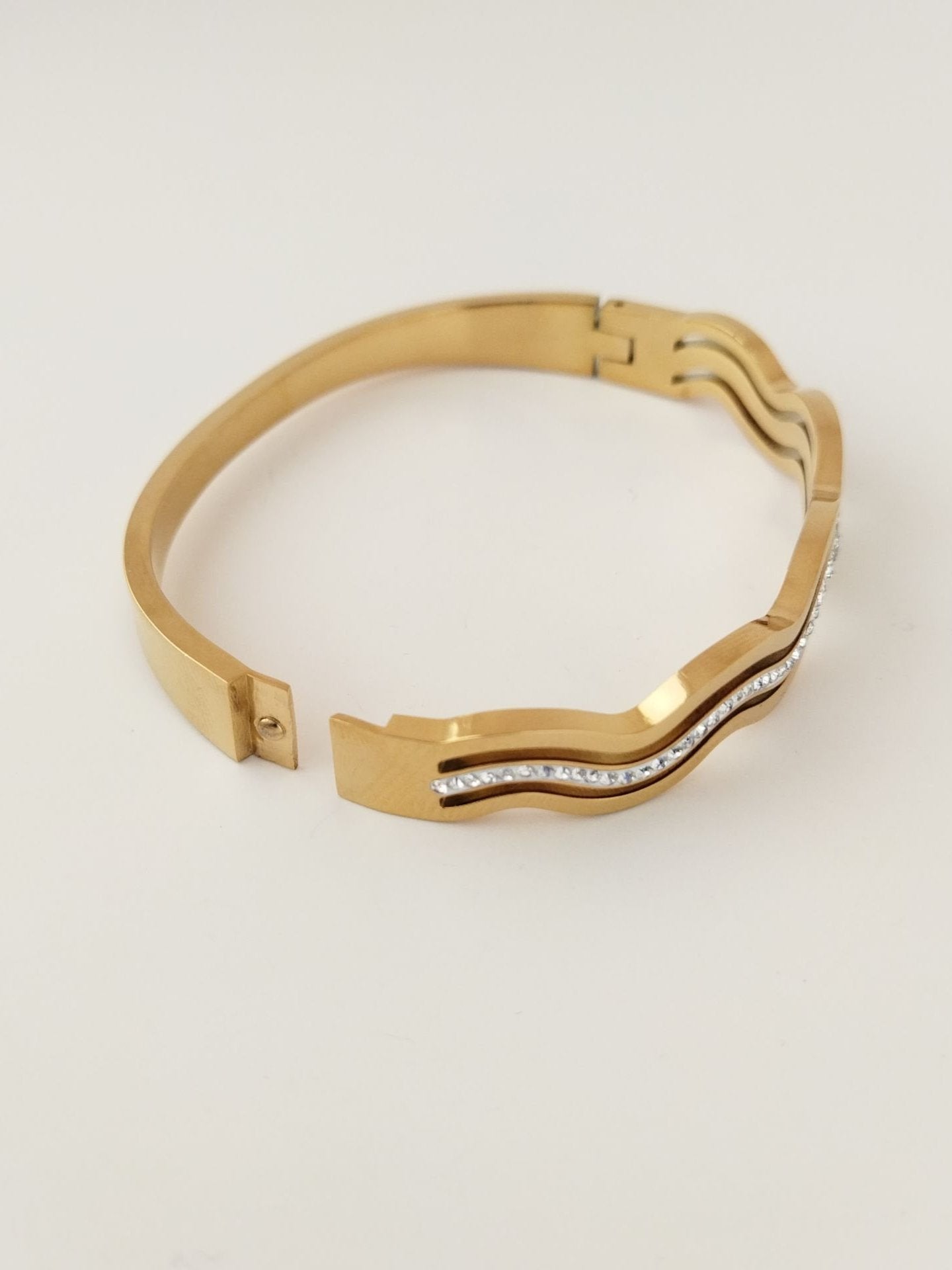 ÇELİK GOLD DALGA DESEN BİLEZİK