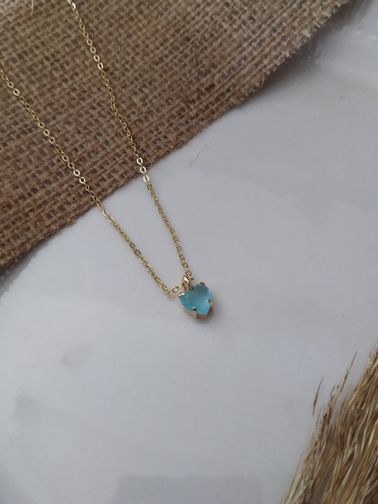ÇELİK TEK TAŞ KALP CHARM KOLYE
