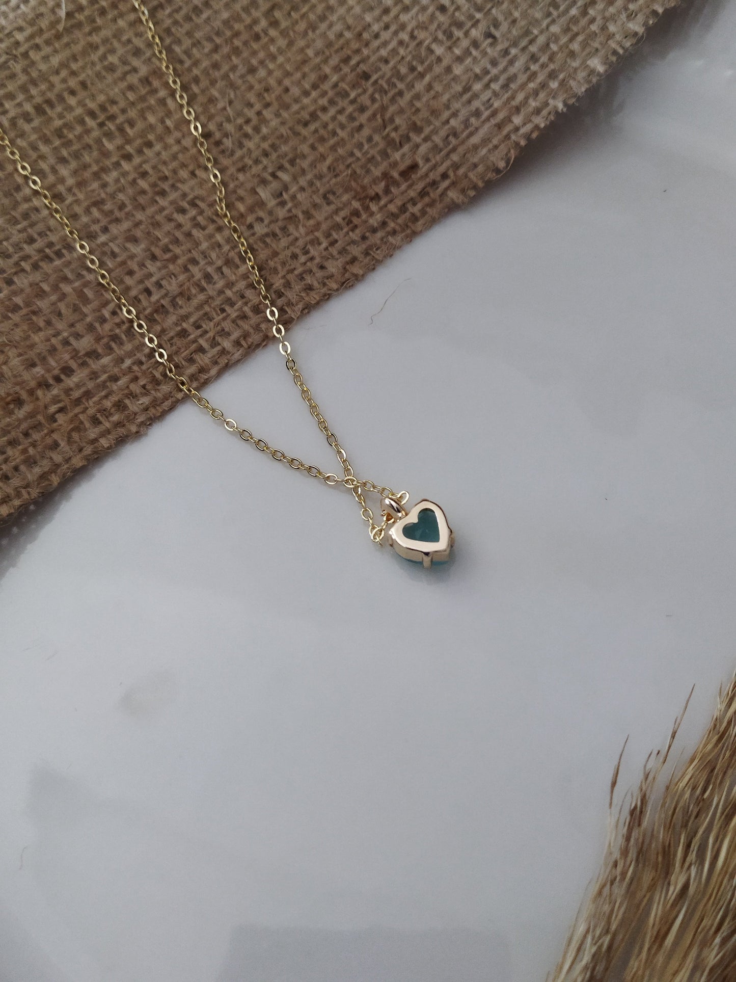 ÇELİK TEK TAŞ KALP CHARM KOLYE