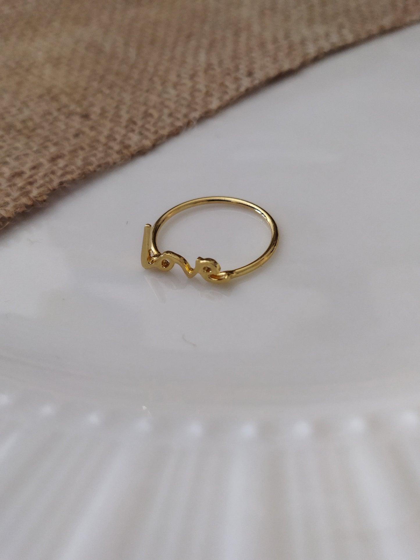 Love Çıtır Yüzük - Pirinç - Gold Renk Kadın Yüzüğü - Bronzzara