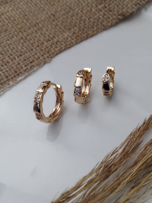 Bulgari Yılan Desen  Çelik Halka Küpe Seti - Paslanmaz Çelik - Gold Renk Kadın Set Küpe- Bronzzara