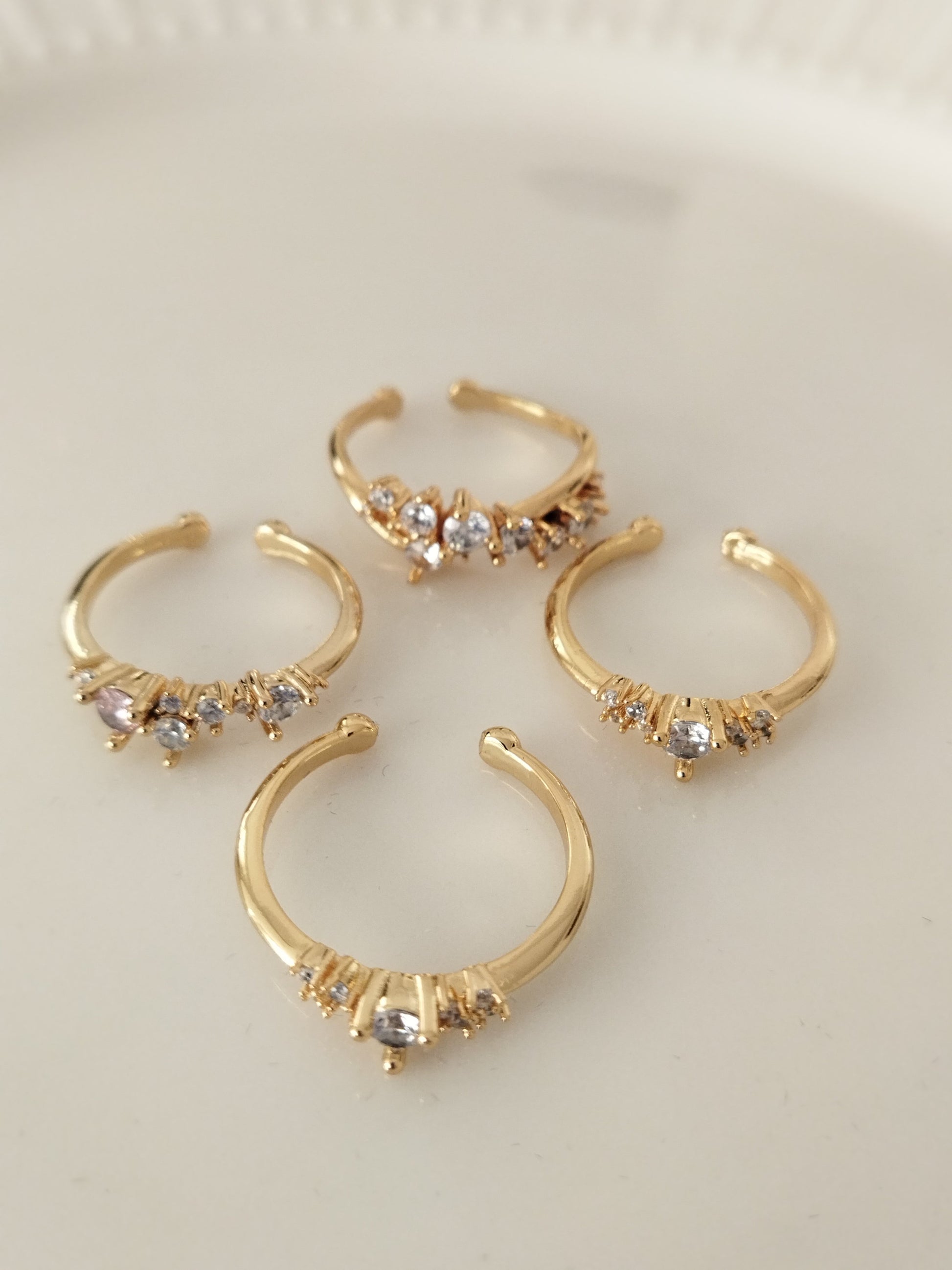 Cluster Taşlı Kadın Yüzük-Ayarlanabilir-Gold Renk