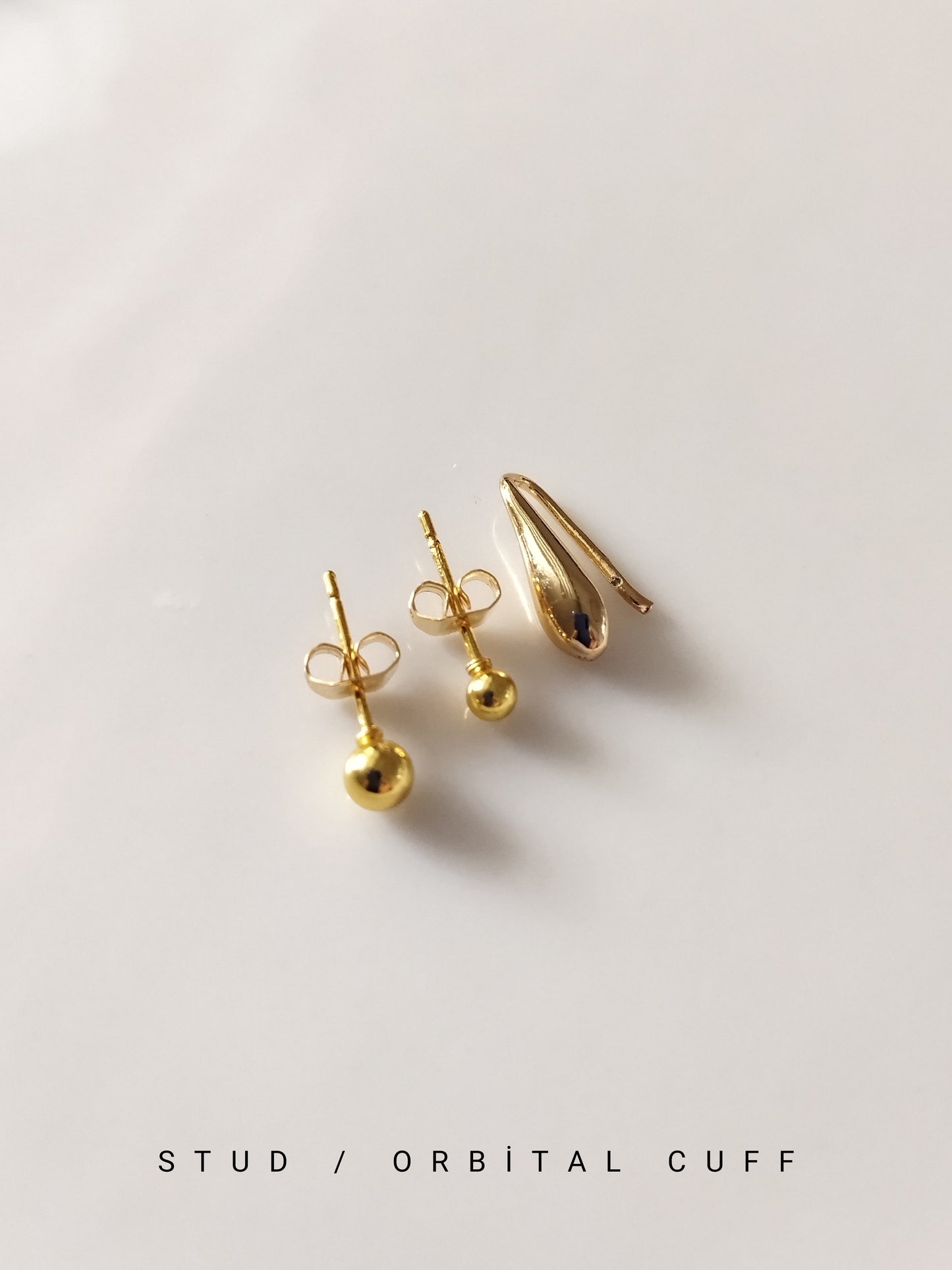 Gold Kıkırdak Küpe 4'lü Kombin Set (Baget)