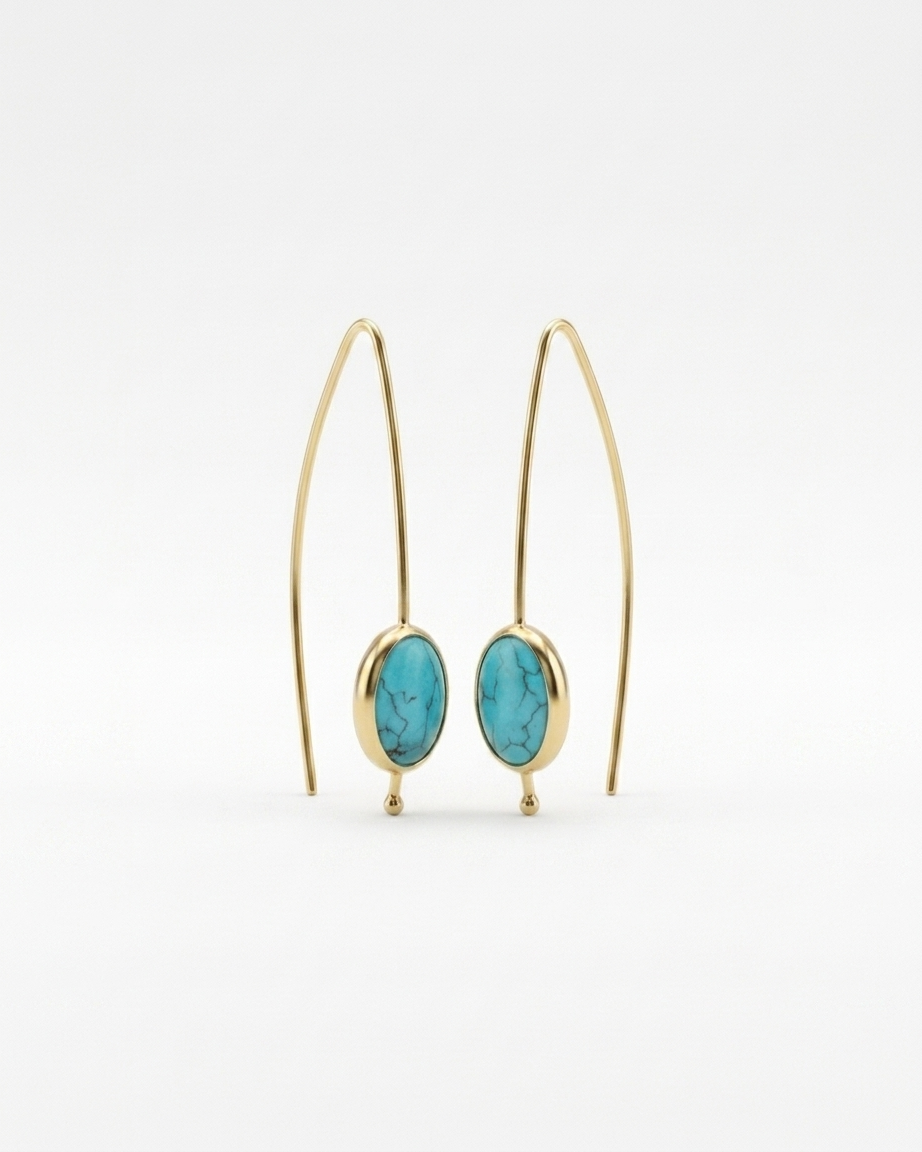 Turquoise Oval French Wire Earrings – Nereid