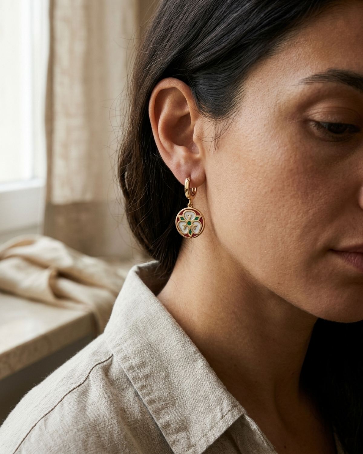 Madame Perle – Rosace | Enameled Flower Earrings