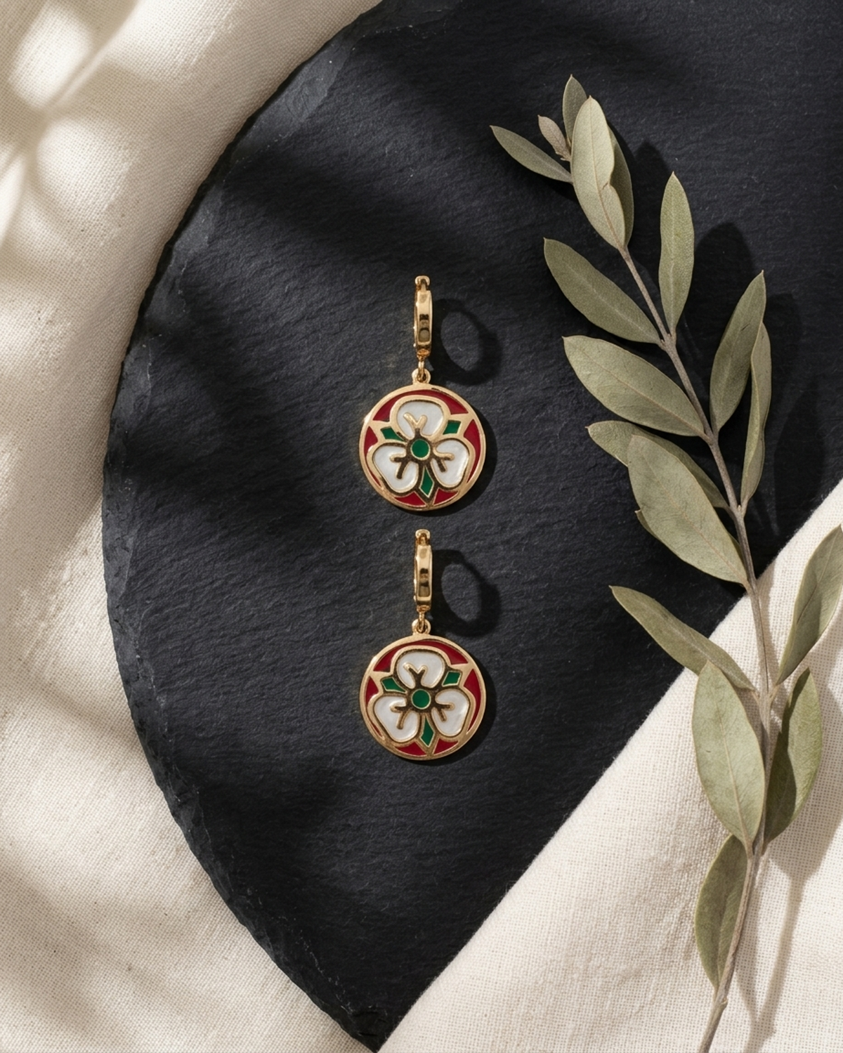Madame Perle – Rosace | Enameled Flower Earrings