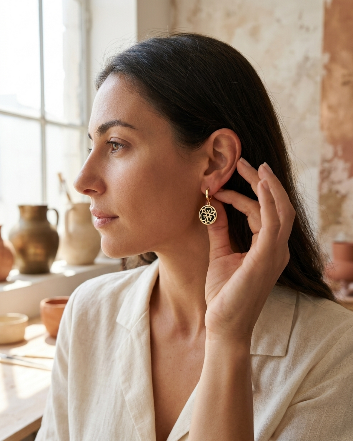 Madame Perle – Rosace | Enameled Flower Earrings