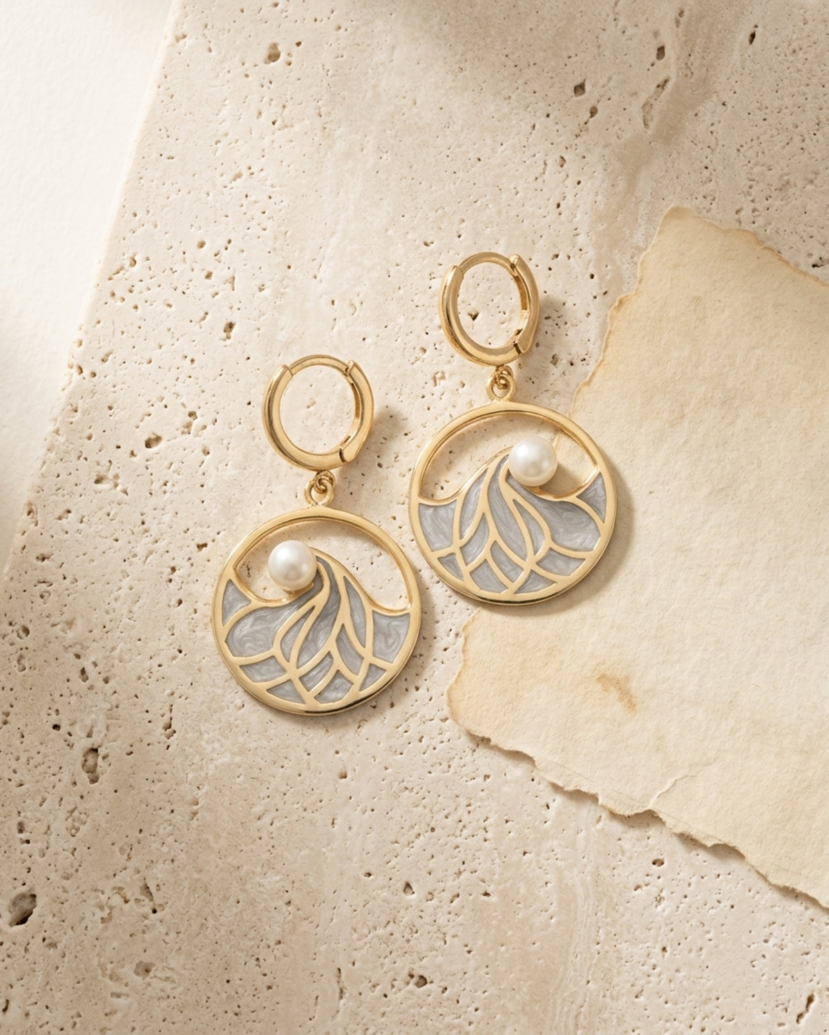 Madame Perle – Ocean | Enamelled Wave Earrings